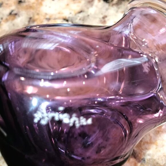 Vintage Hand Blown Swirled Purple Amethyst Glass Sugar and Creamer SIGNED - Picture 4 of 4